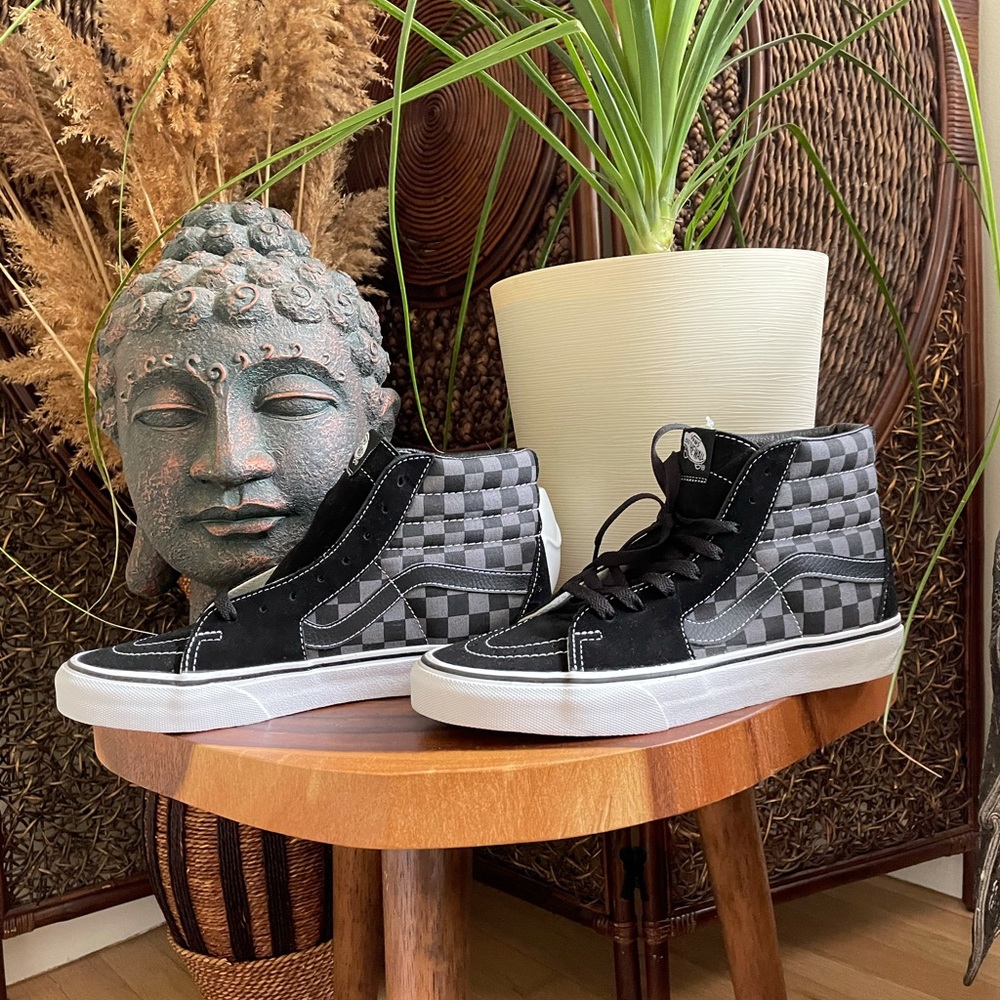 Grey and Black Checkerboard Vans